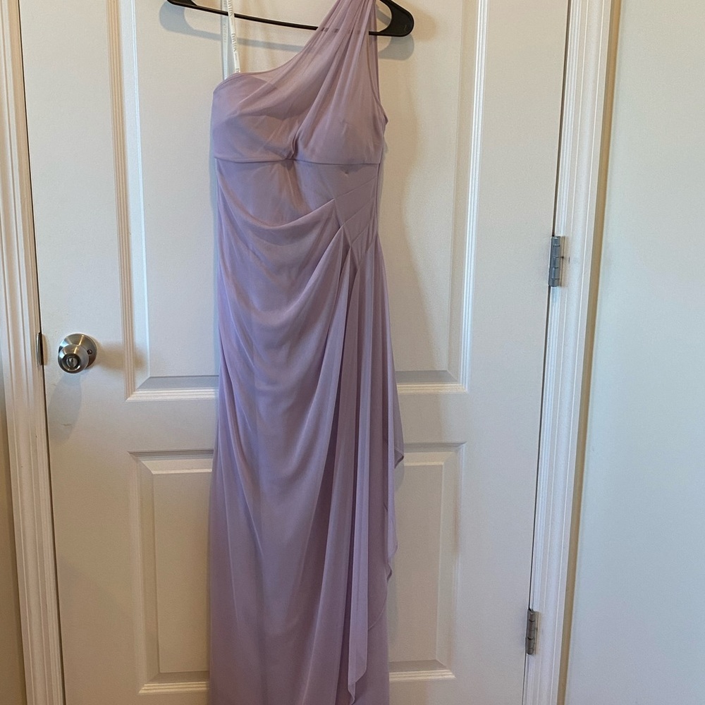 Lavender David’s Bridal One Shoulder Dress